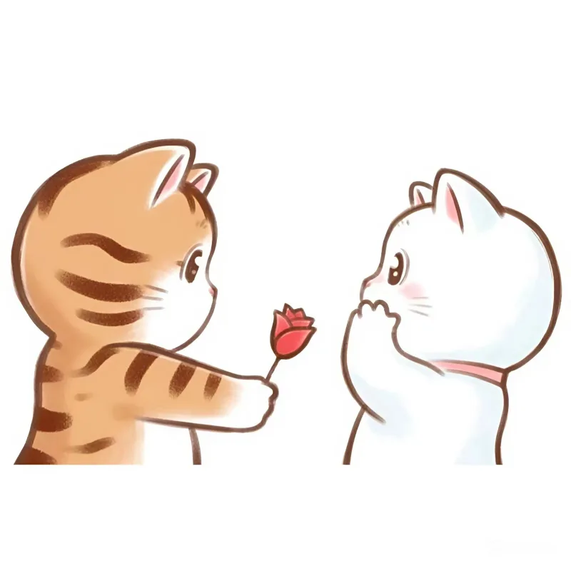 Котик с цветком